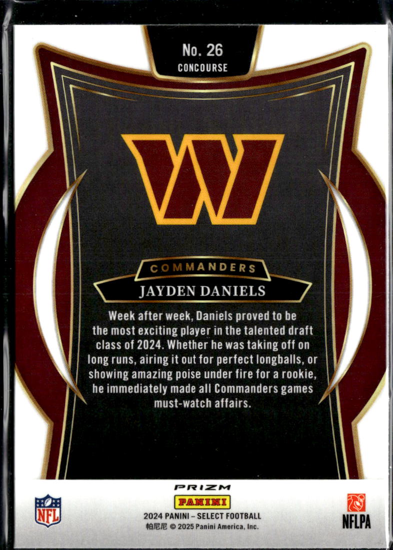 Jayden Daniels 2024 Select Red Shock Prizm Rookie RC Washington Commanders