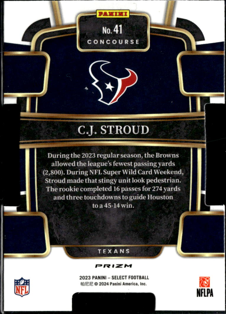 C.J. Stroud 2023 Select Red White and Blue Rookie RC Houston Texans