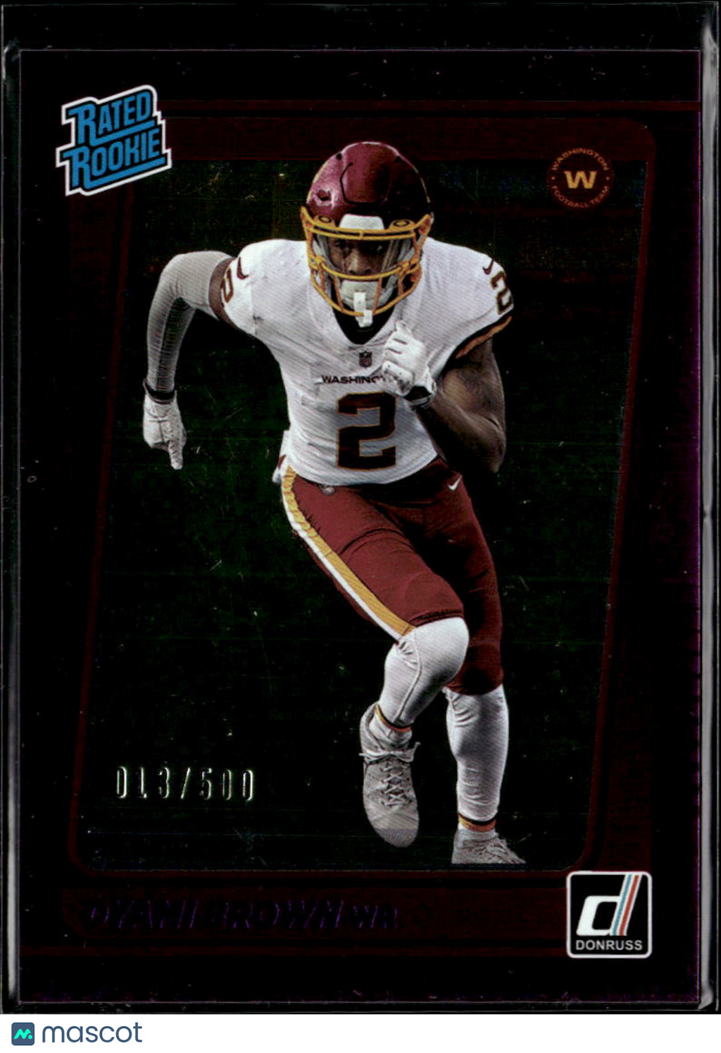 Dyami Brown 2021 Donruss Rated Rookie Purple /500 Washington Football Team