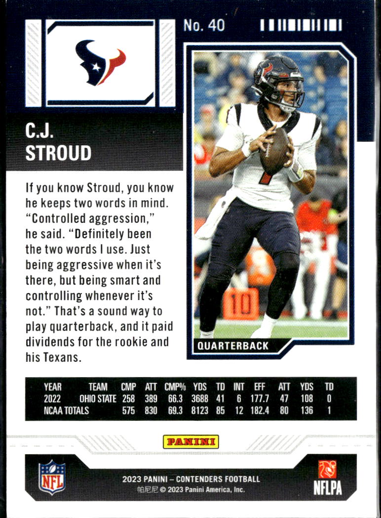 C.J. Stroud 2023 Contenders Red Foil Rookie RC Houston Texans