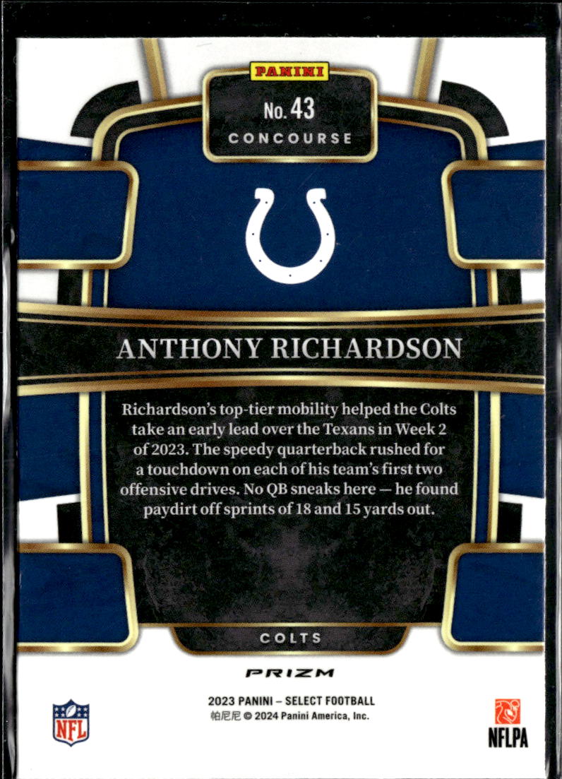 Anthony Richardson 2023 Select Silver Prizm Rookie RC Indianapolis Colts