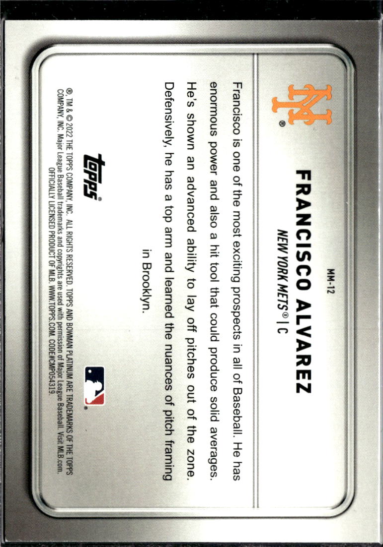 Francisco Alvarez 2022 Bowman Platinum Minted in Merit Green 7/99 New York Mets