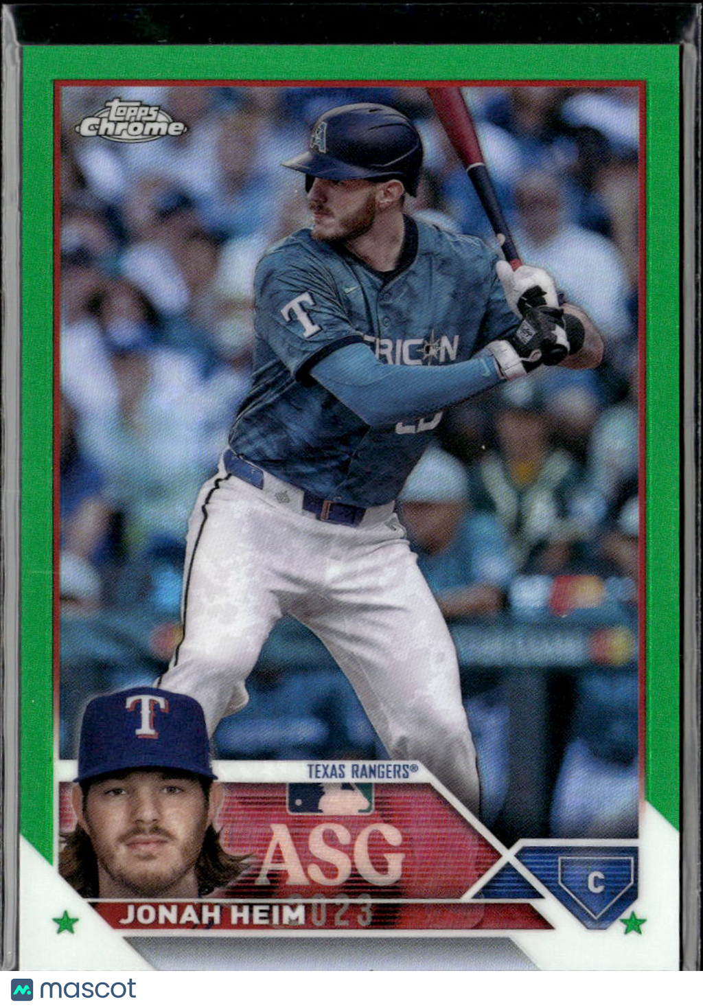 Jonah Heim 2023 Topps Chrome Green Refractor 10/99 Texas Rangers