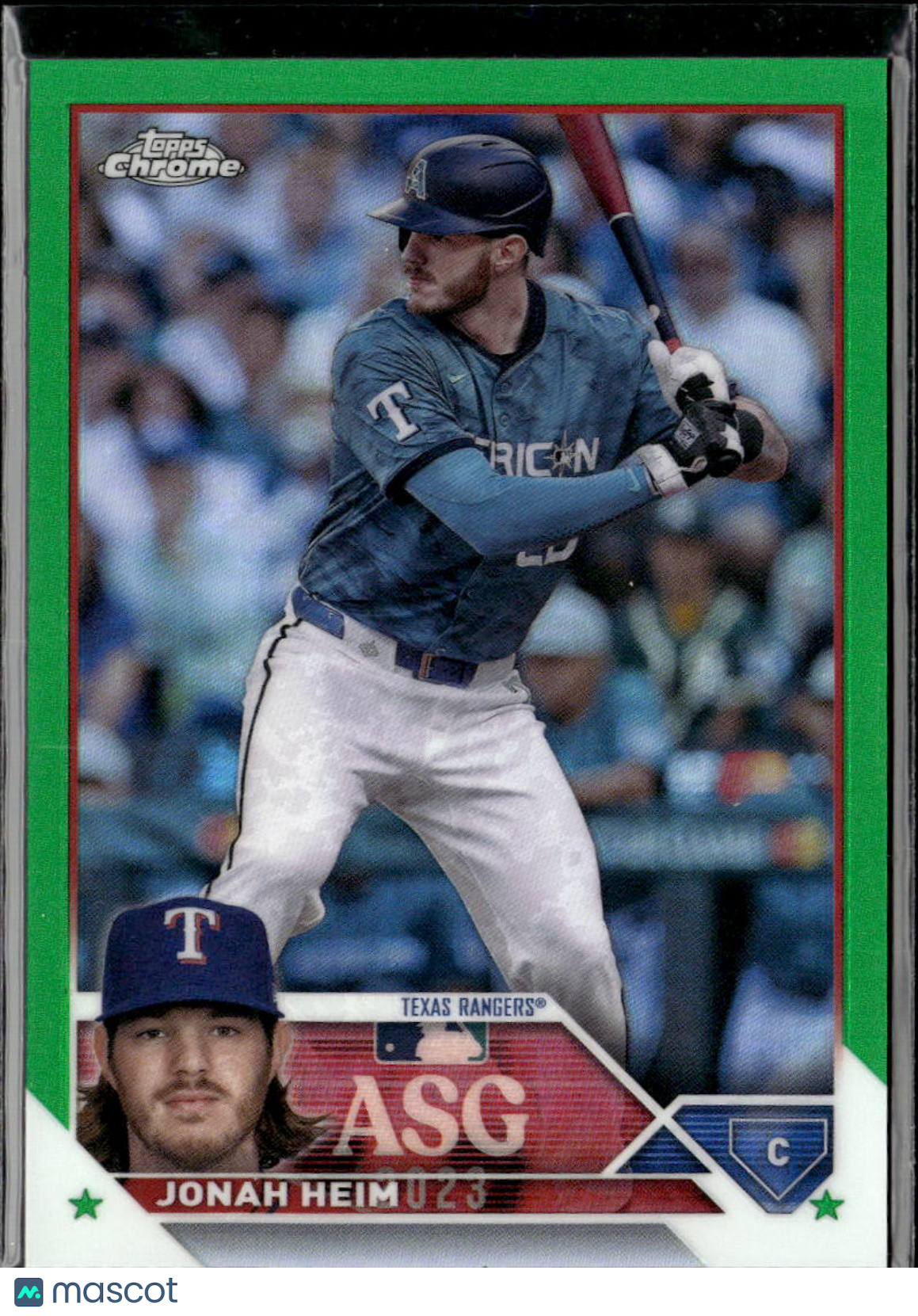 Jonah Heim 2023 Topps Chrome Green Refractor 10/99 Texas Rangers