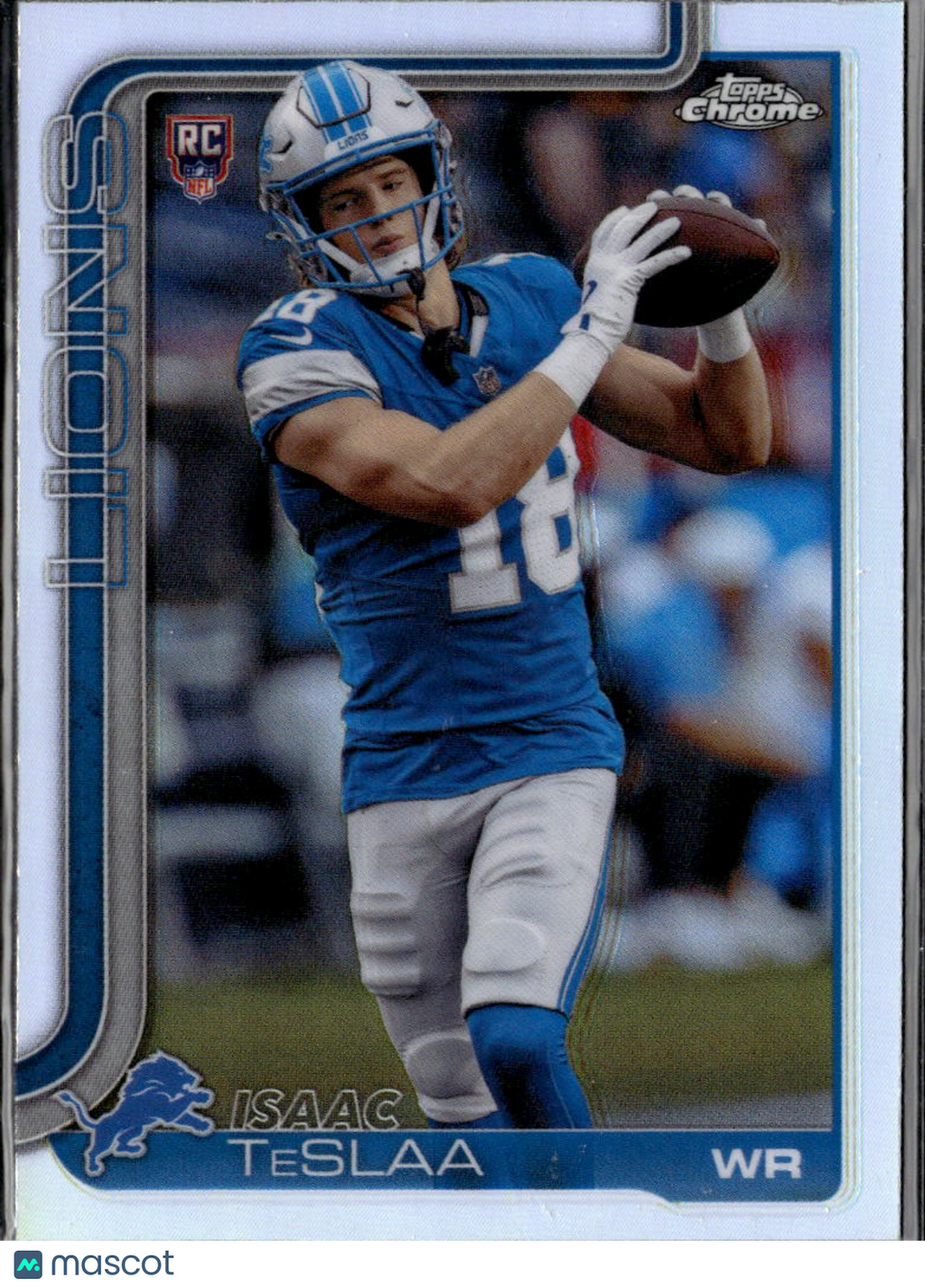 Isaac TeSlaa 2025 Topps Chrome RC Rookie Refractor Detroit Lions