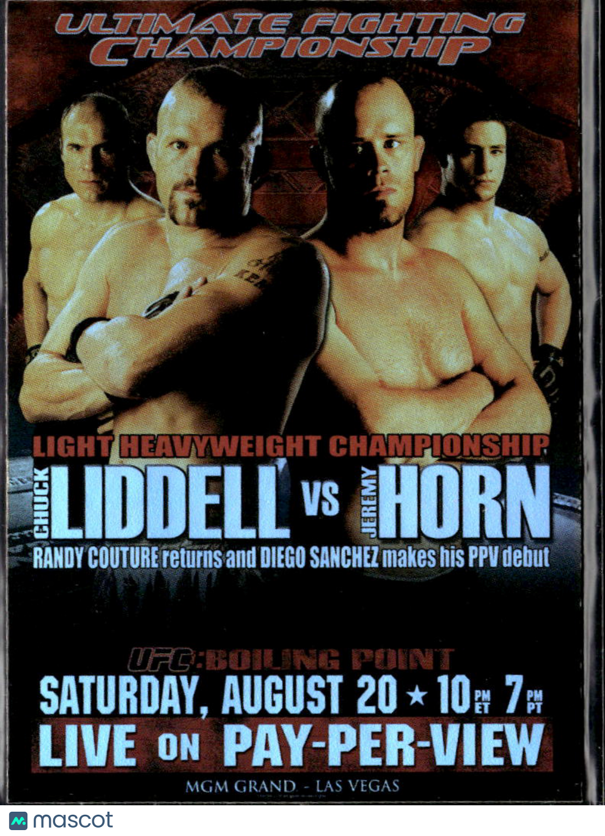 Jeremy Horn Diego Sanchez Chuck Liddell Randy Couture 2010 Topps UFC