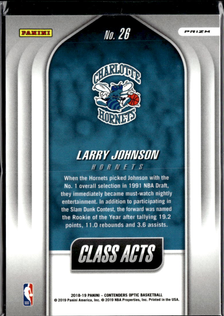 Larry Johnson 2018-19 Contenders Optic Class Acts Silver Charlotte Hornets