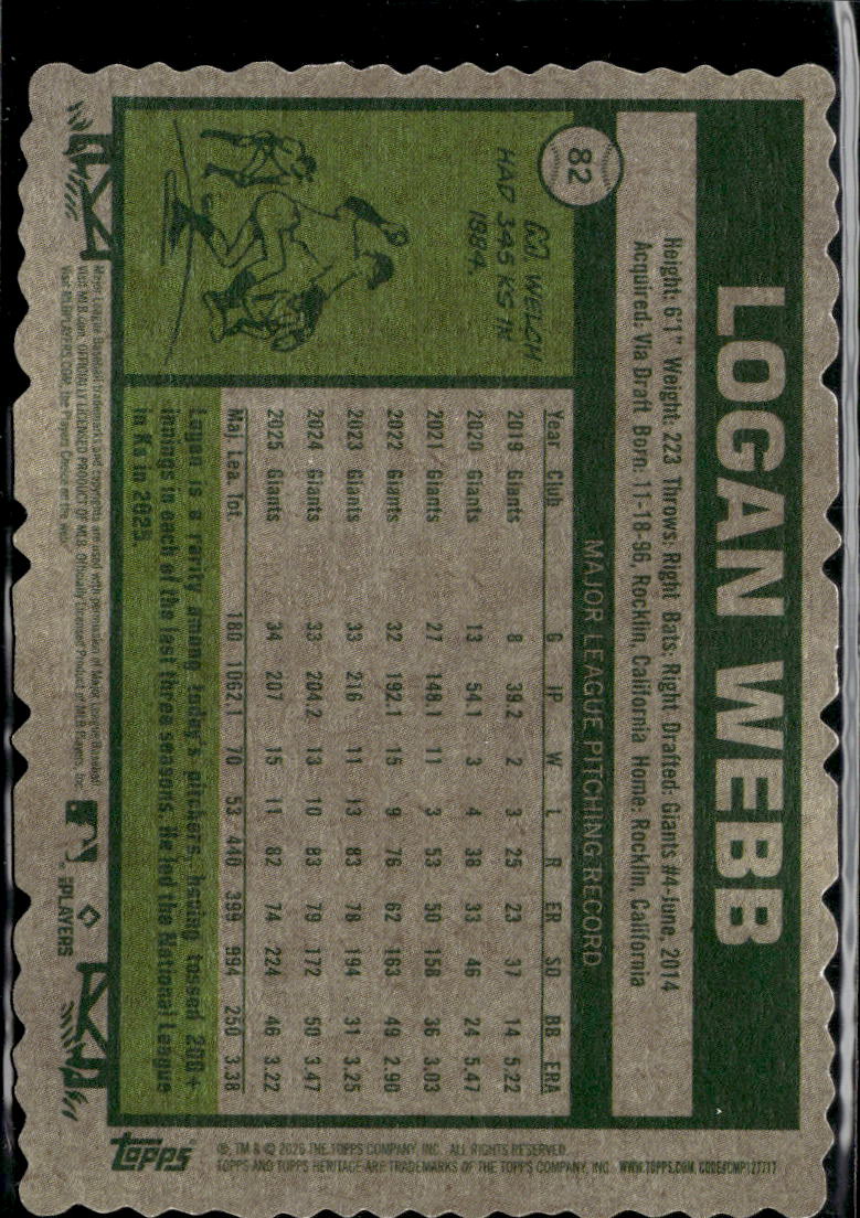 Logan Webb 2026 Topps Heritage Deckle Edge San Francisco Giants
