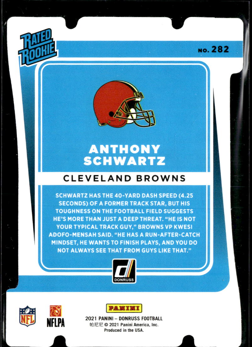 Anthony Schwartz 2021 Donruss Silver Press Proof Die Cut RC /75 Cleveland Browns