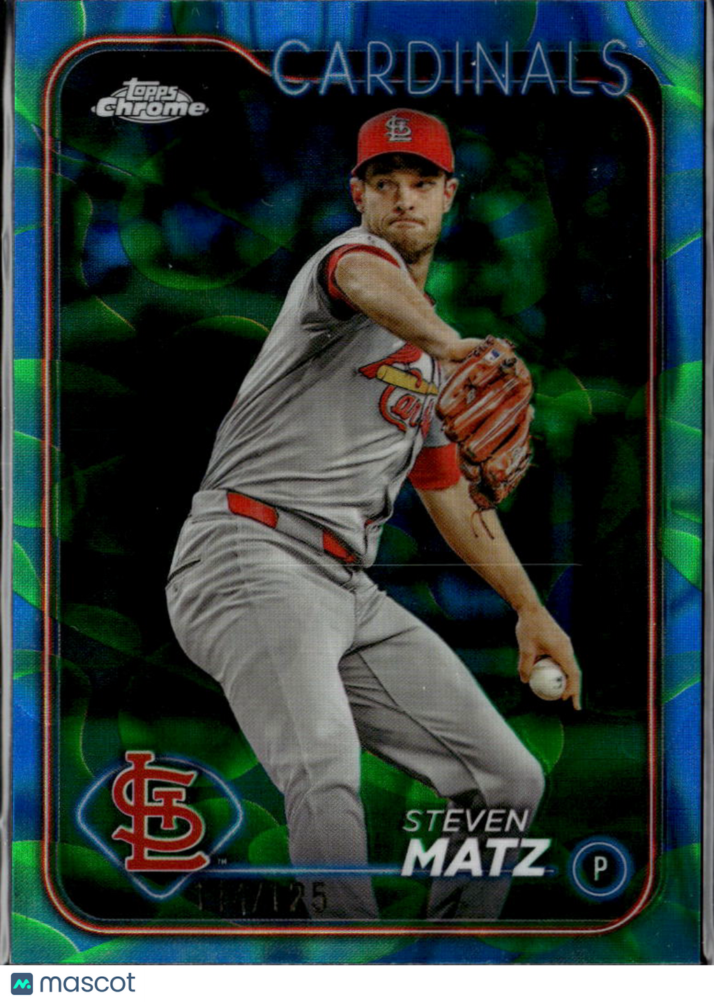 Steven Matz 2024 Topps Chrome Green Blue Refractor /125 St. Louis Cardinals