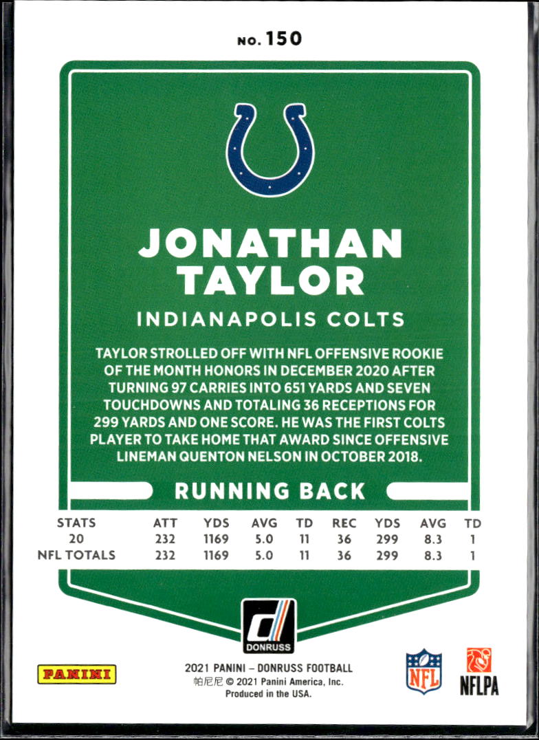 Jonathan Taylor 2021 Donruss Silver Press Proof 17/100 Indianapolis Colts