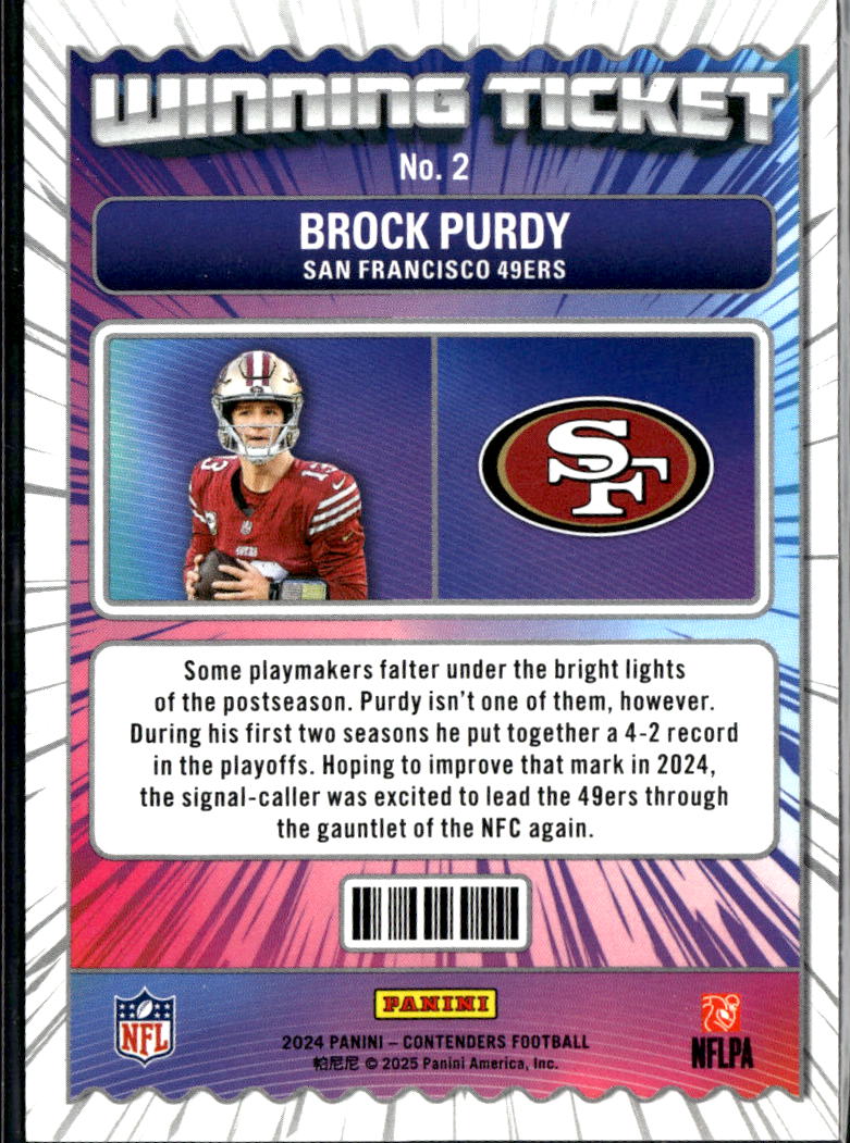 Brock Purdy 2024 Contenders Winning Ticket HOLO San Francisco 49ers