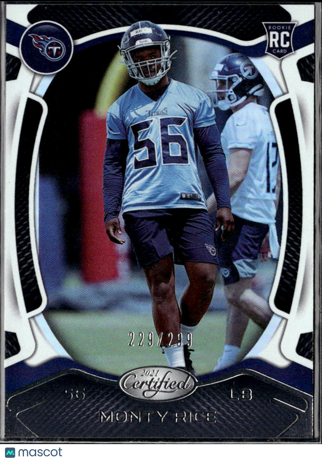 Monty Rice 2021 Certified Rookie RC /299 Tennessee Titans