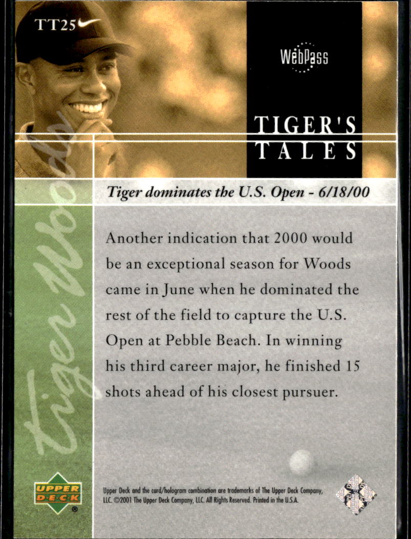 Tiger Woods 2001 Upper Deck Rookie RC Tiger's Tales GOLF
