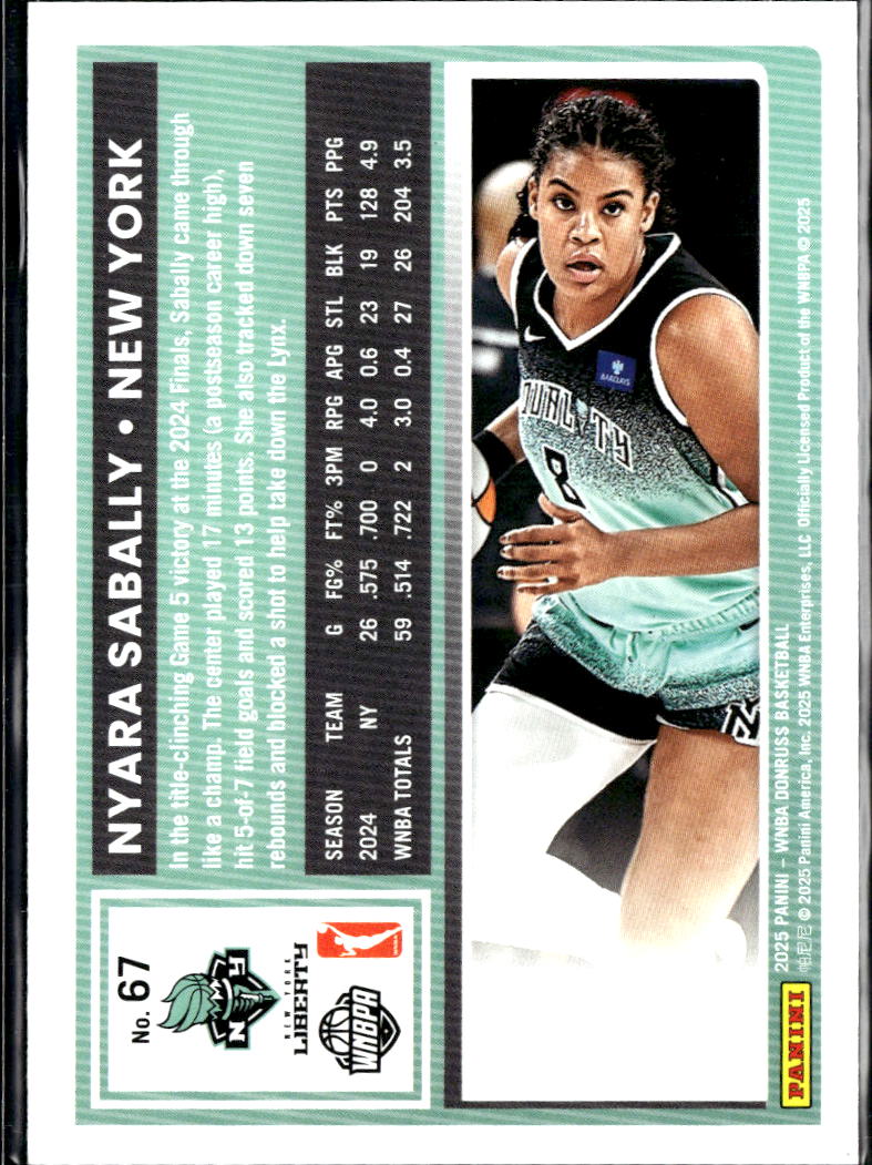 Nyara Sabally 2025 Donruss Green Glitter SSP New York Liberty