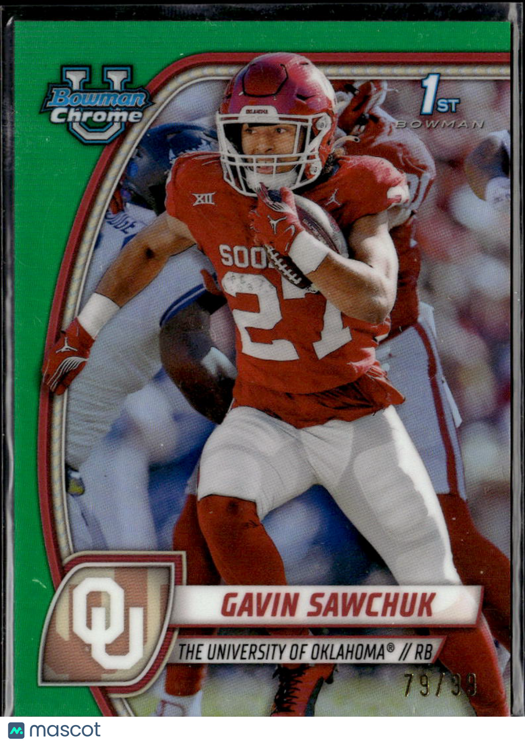Gavin Sawchuk 2024 Bowman Chrome 1st Green RC 79/99 Oklahoma Sooners
