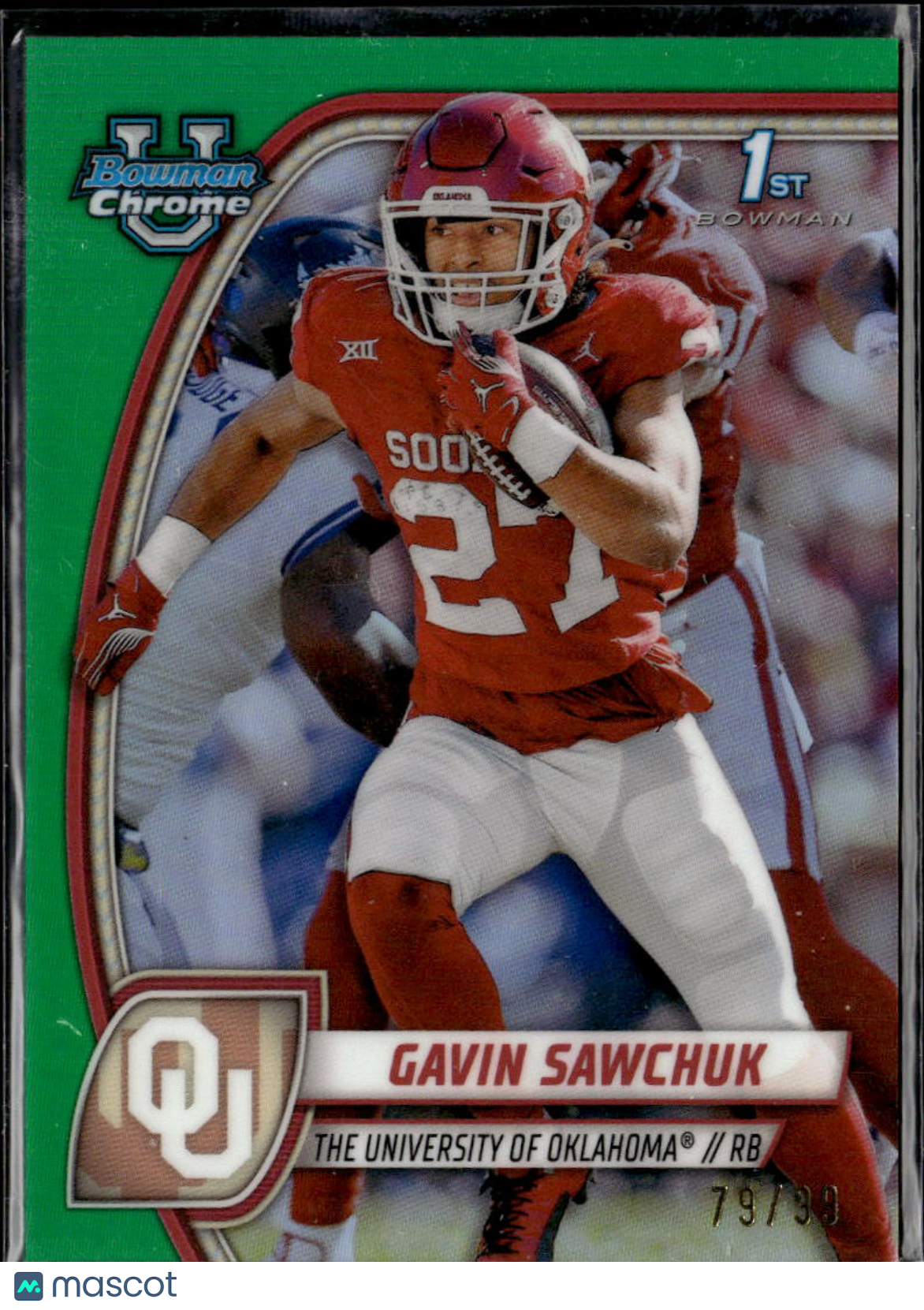 Gavin Sawchuk 2024 Bowman Chrome 1st Green RC 79/99 Oklahoma Sooners