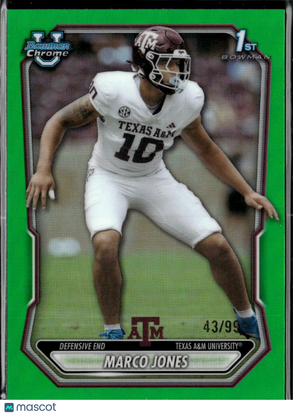 Marco Jones 2026 Bowman Chrome 1st Lime Green /99 Texas A&M Aggies