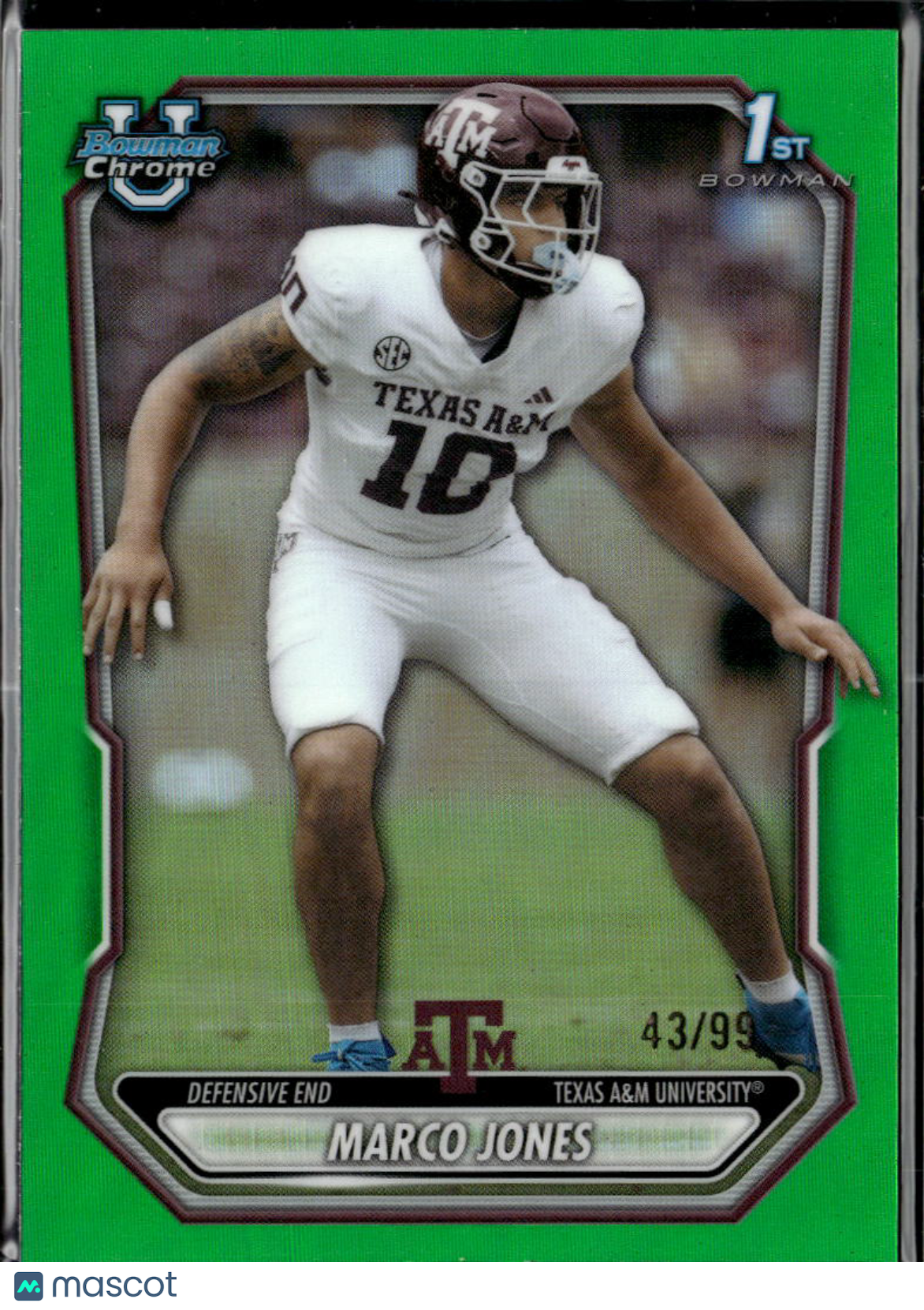 Marco Jones 2026 Bowman Chrome 1st Lime Green /99 Texas A&M Aggies