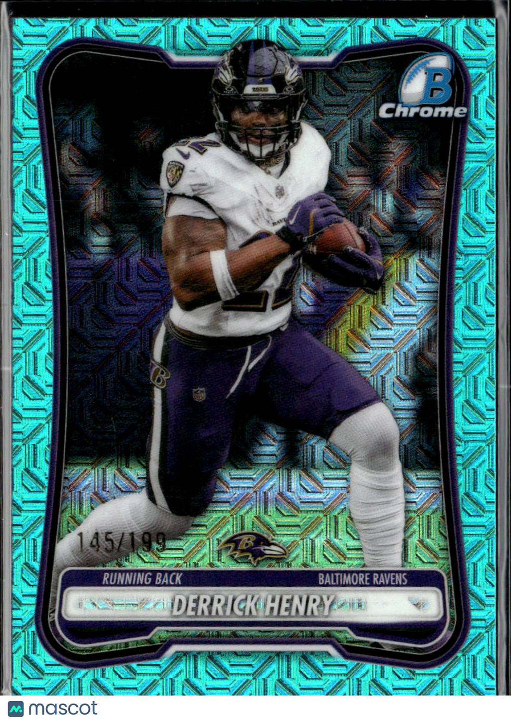 Derrick Henry 2026 Bowman Chrome Aqua Refractor 145/199 Baltimore Ravens