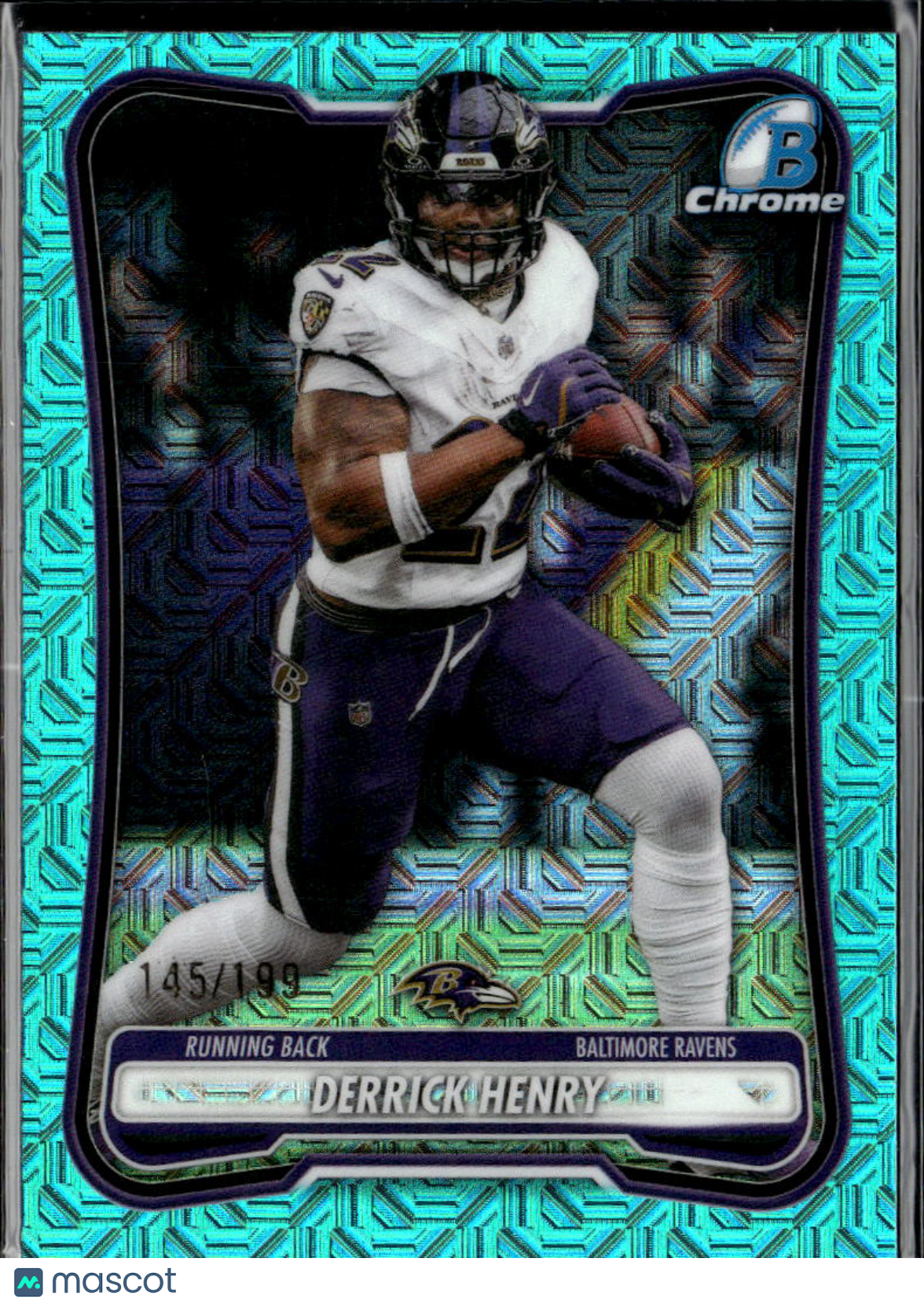 Derrick Henry 2026 Bowman Chrome Aqua Refractor 145/199 Baltimore Ravens