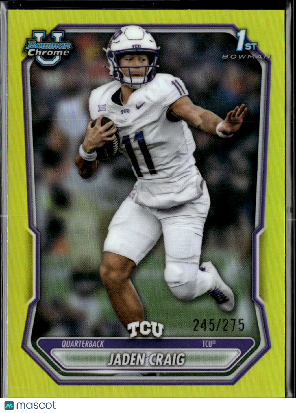 Jaden Craig 2026 Bowman Chrome 1st Yellow 245/275 TCU Horned Frogs