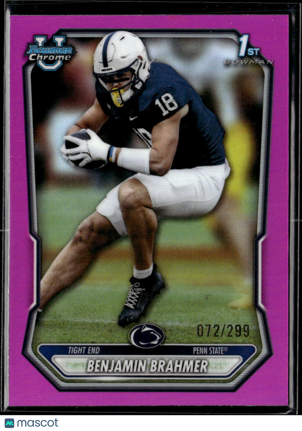 Benjamin Brahmer 2026 Bowman Chrome 1st Pink Refractor 72/299 Penn State