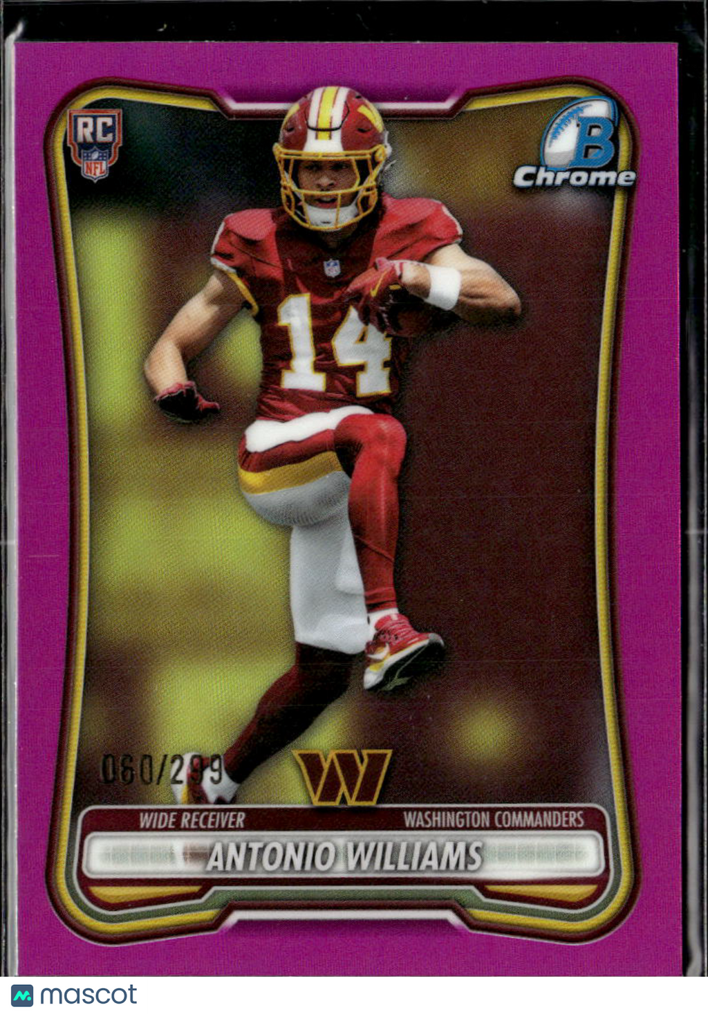 Antonio Williams 2026 Bowman Chrome Pink Refractor Rookie 60/299 Commanders