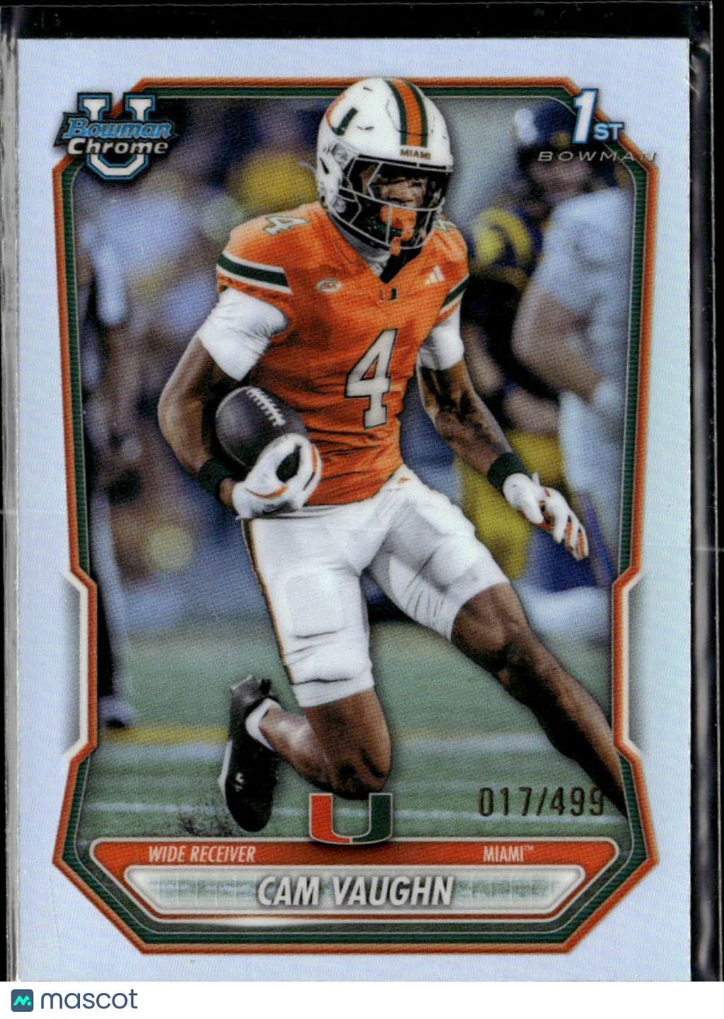 Cam Vaughn 2025 Bowman Chrome 1st Refractor 17/499 Miami Hurricanes