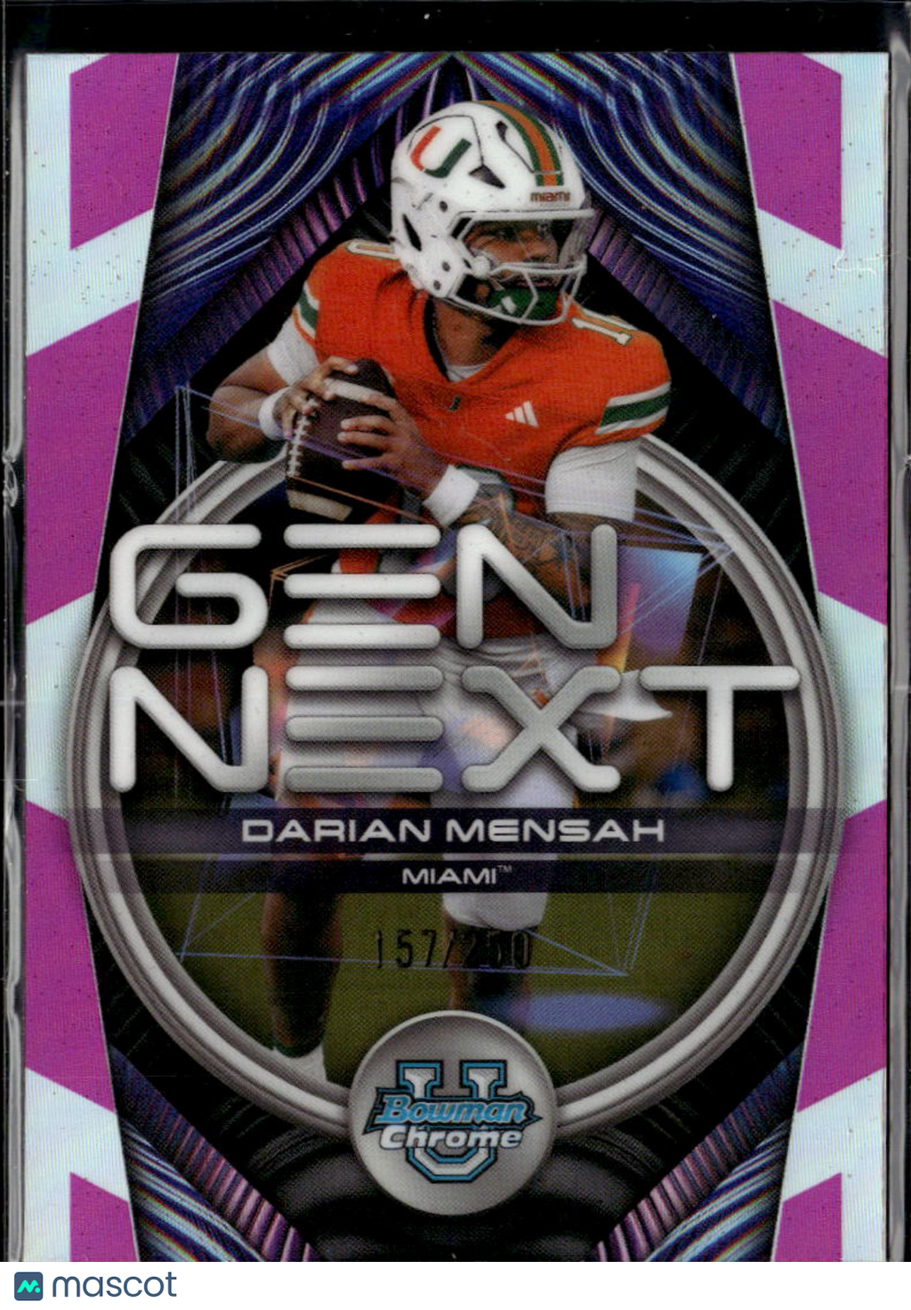 Darian Mensah 2026 Bowman Chrome Gen Next Pink 157/250 Miami Hurricanes