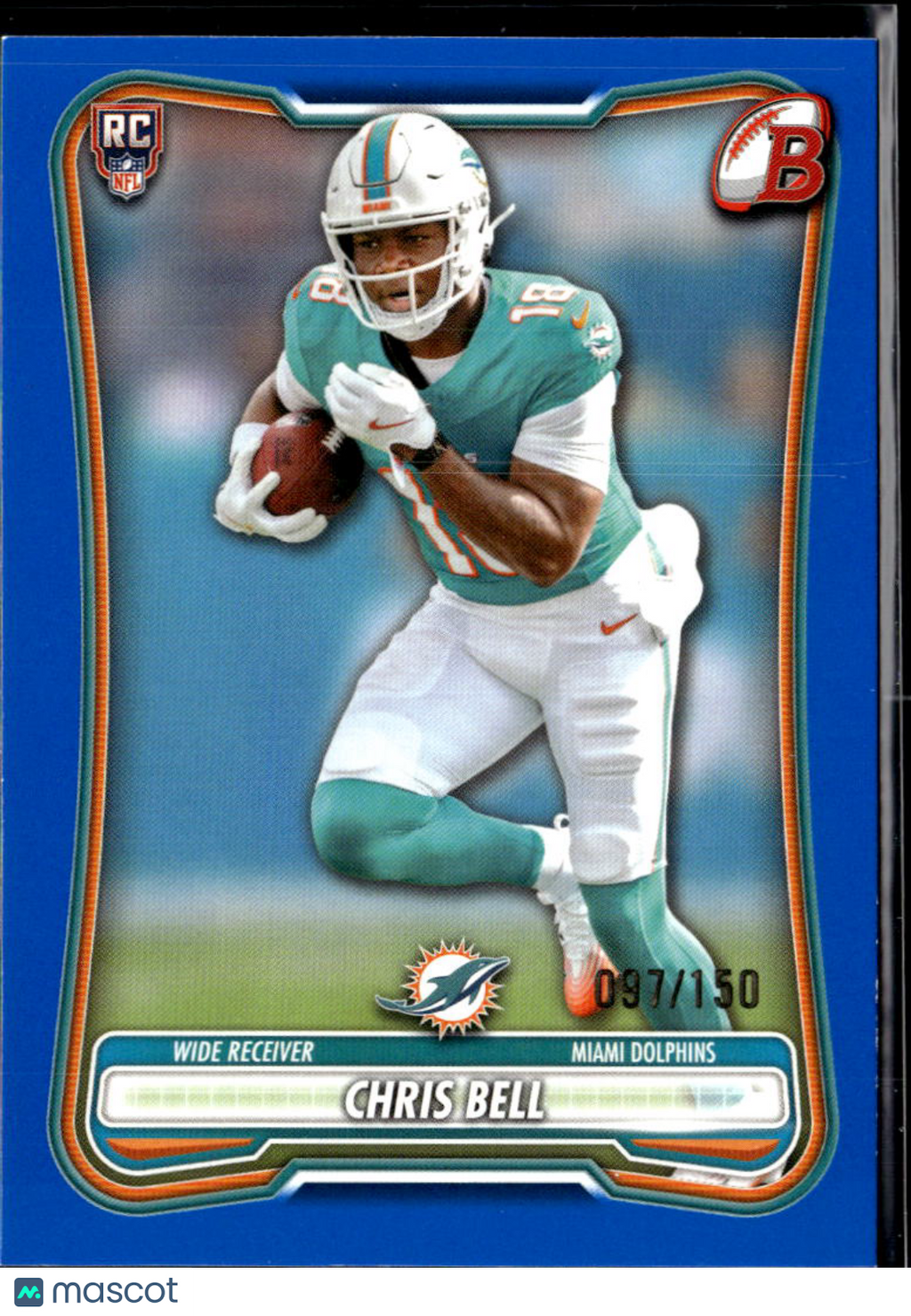 Chris Bell 2026 Bowman RC Blue Rookie 97/150 Miami Dolphins