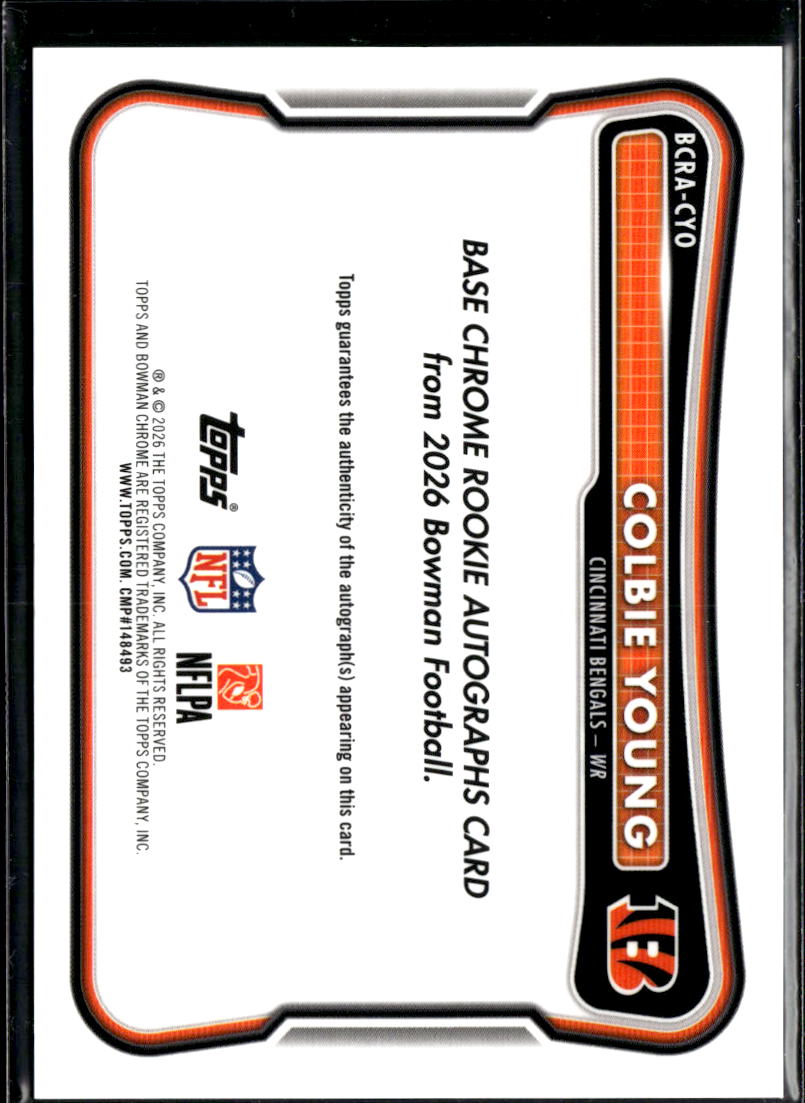 Colbie Young 2026 Bowman Chrome Auto Autograph RC Cincinnati Bengals