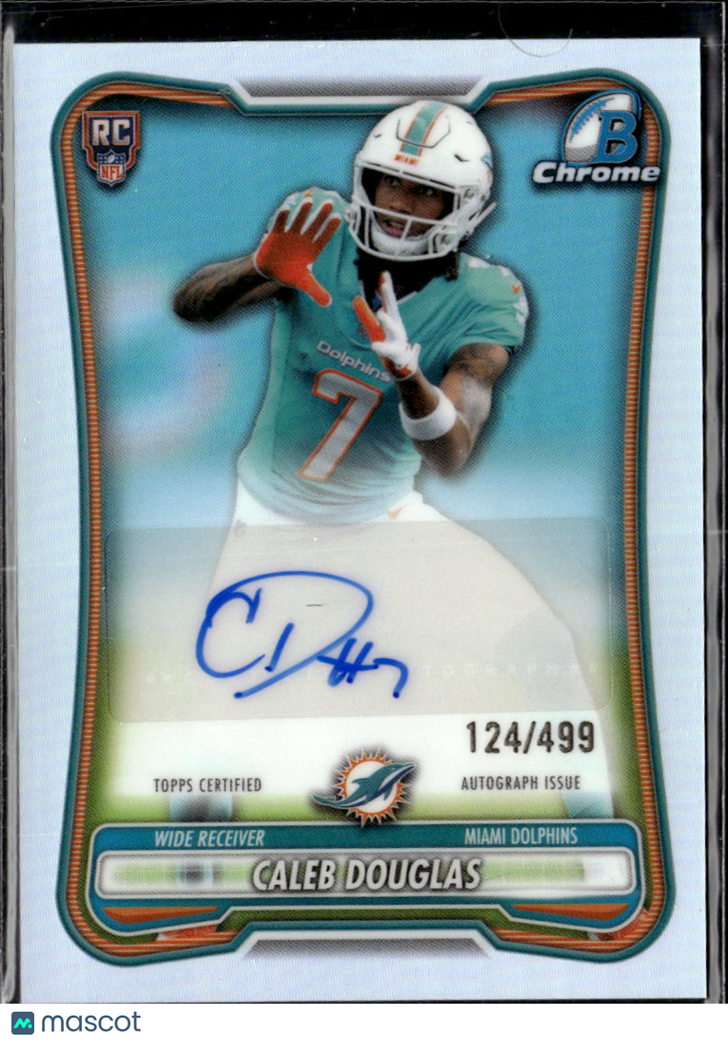 Caleb Douglas 2026 Bowman Chrome Auto Autograph RC 124/499 Miami Dolphins