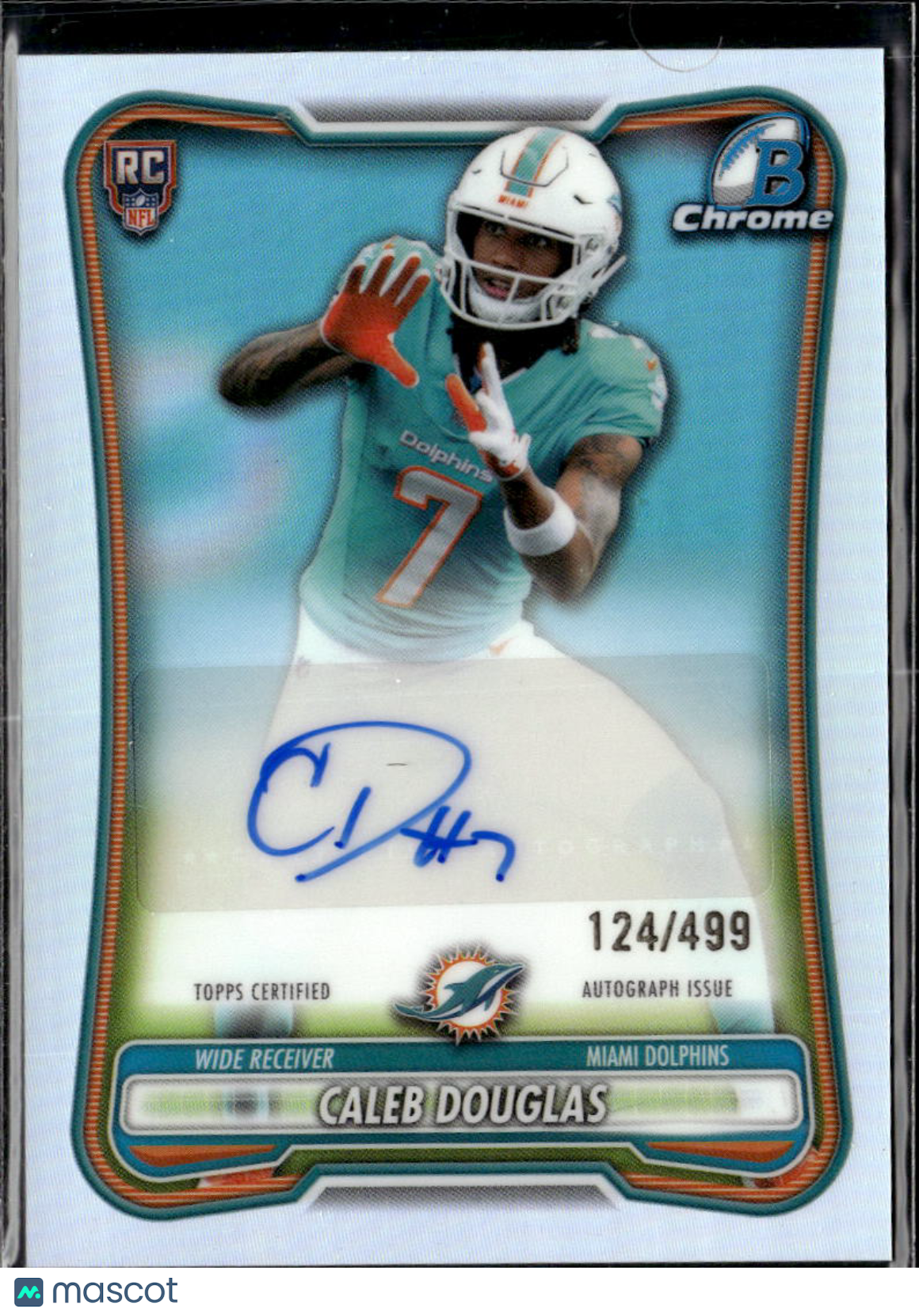 Caleb Douglas 2026 Bowman Chrome Auto Autograph RC 124/499 Miami Dolphins