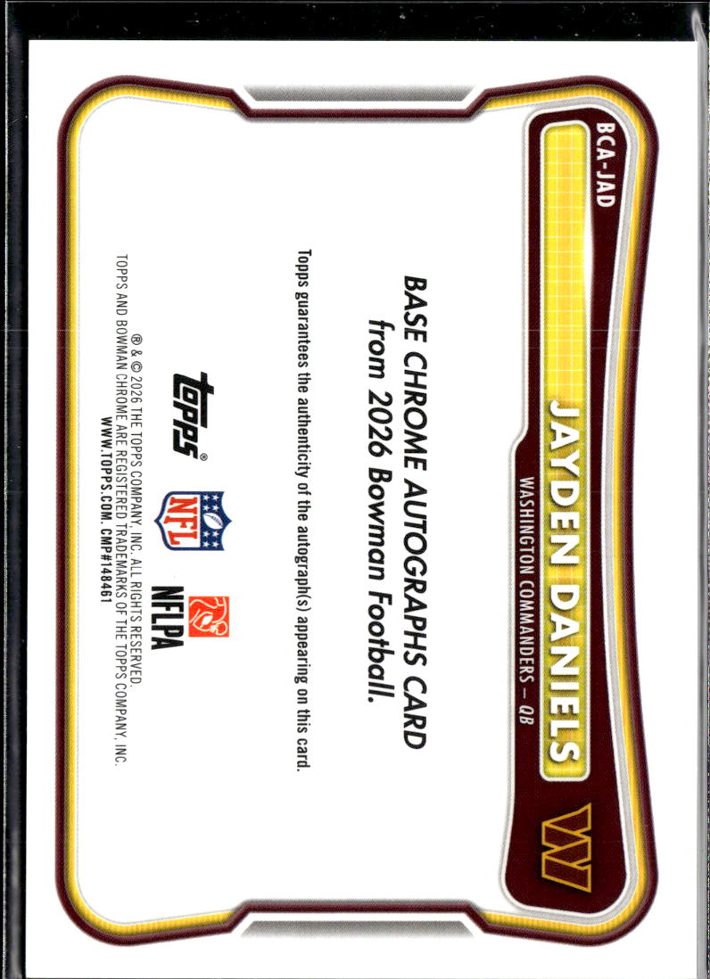 Jayden Daniels 2026 Bowman Chrome GOLD Auto Autograph 6/50 Washington Commanders