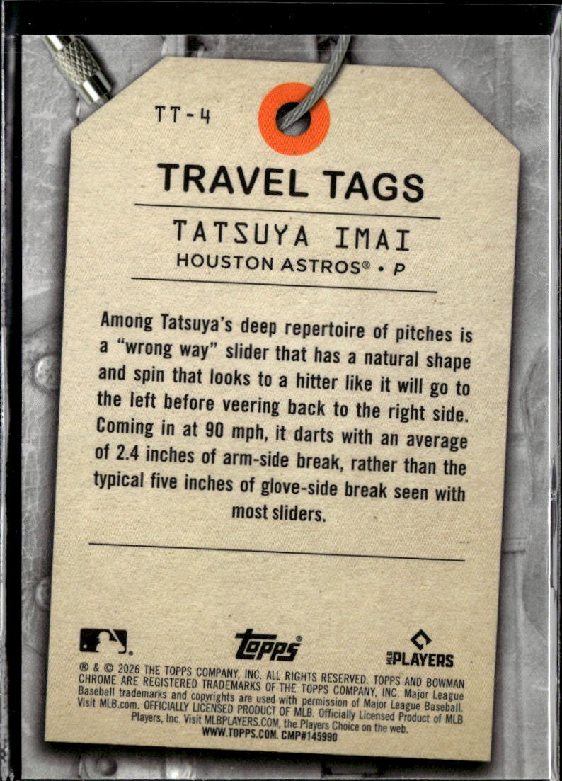 Tatsuya Imai 2026 Bowman Chrome Travel Tags RC 99/150 Houston Astros