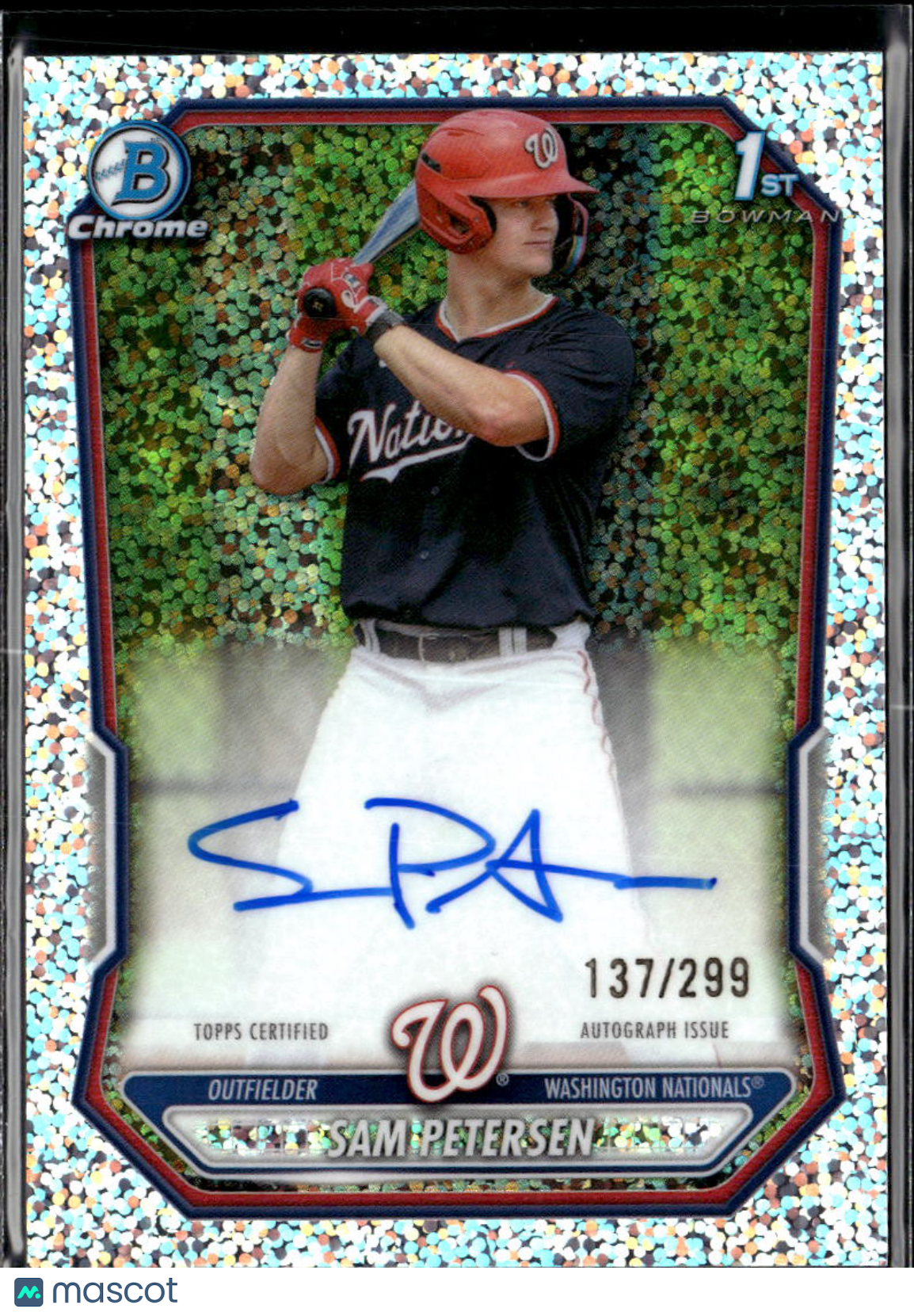 Sam Petersen 2026 Bowman Chrome 1st Auto Autograph 137/299 Washington Nationals