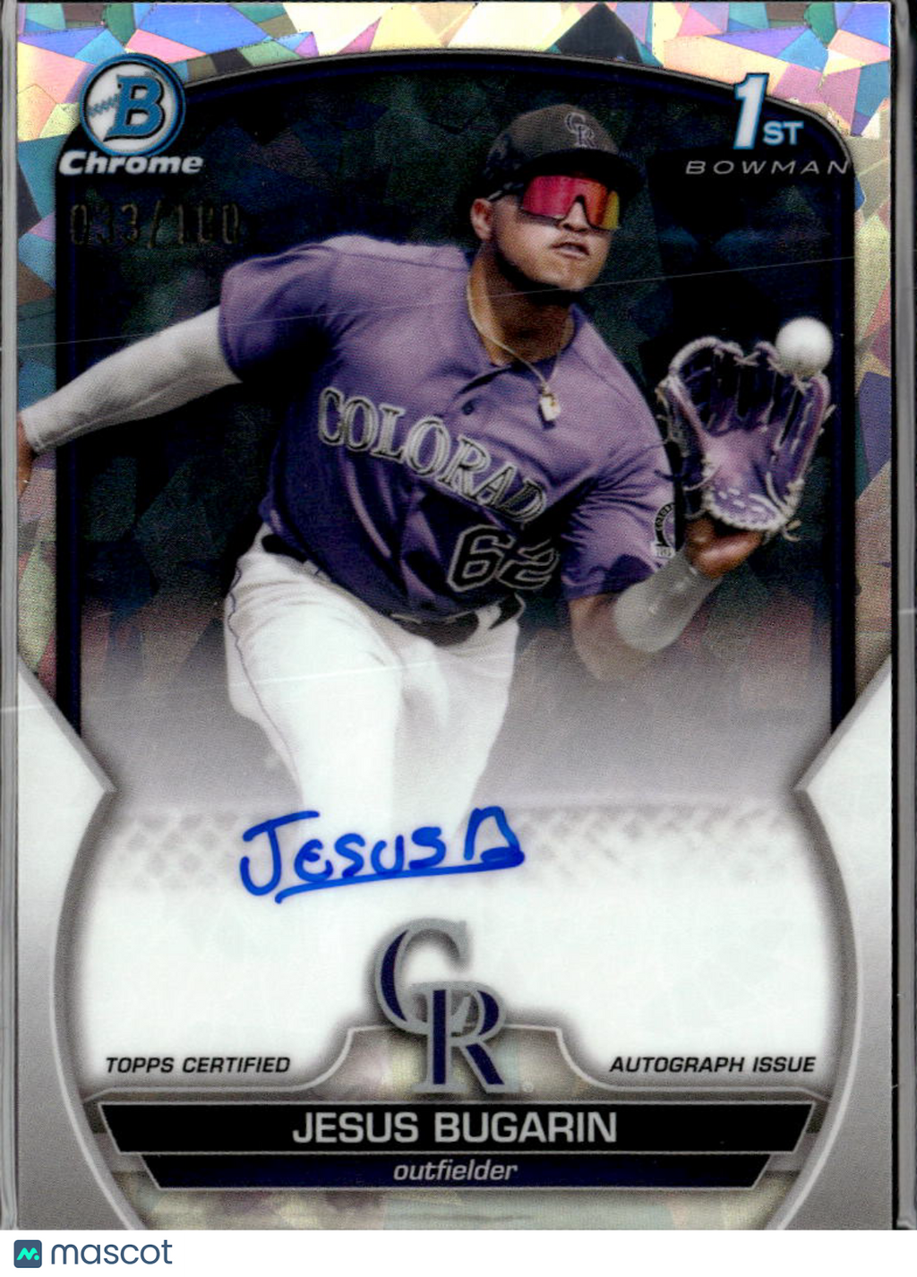 Jesus Bugarin 2023 Bowman Chrome 1st Auto Autograph /100Colorado Rockies