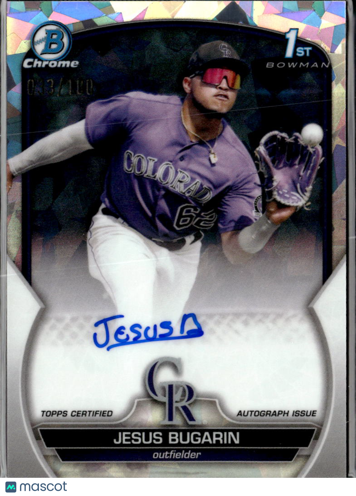 Jesus Bugarin 2023 Bowman Chrome 1st Auto Autograph /100Colorado Rockies