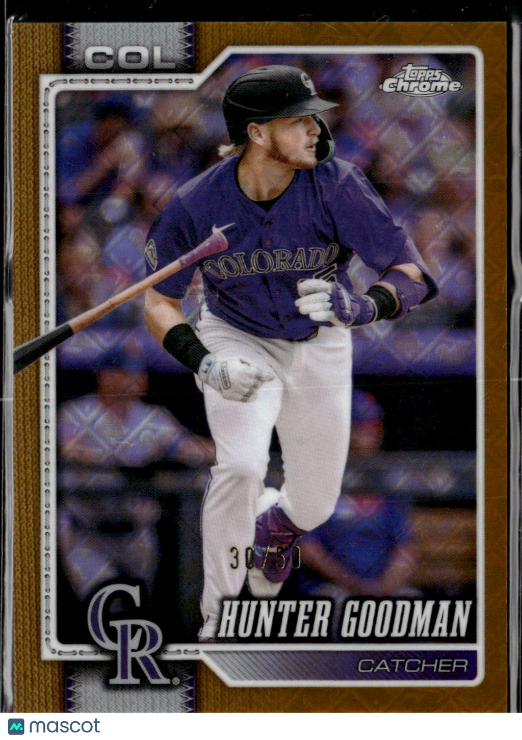 Hunter Goodman 2026 Topps Chrome GOLD Logofractor 30/50 Colorado Rockies