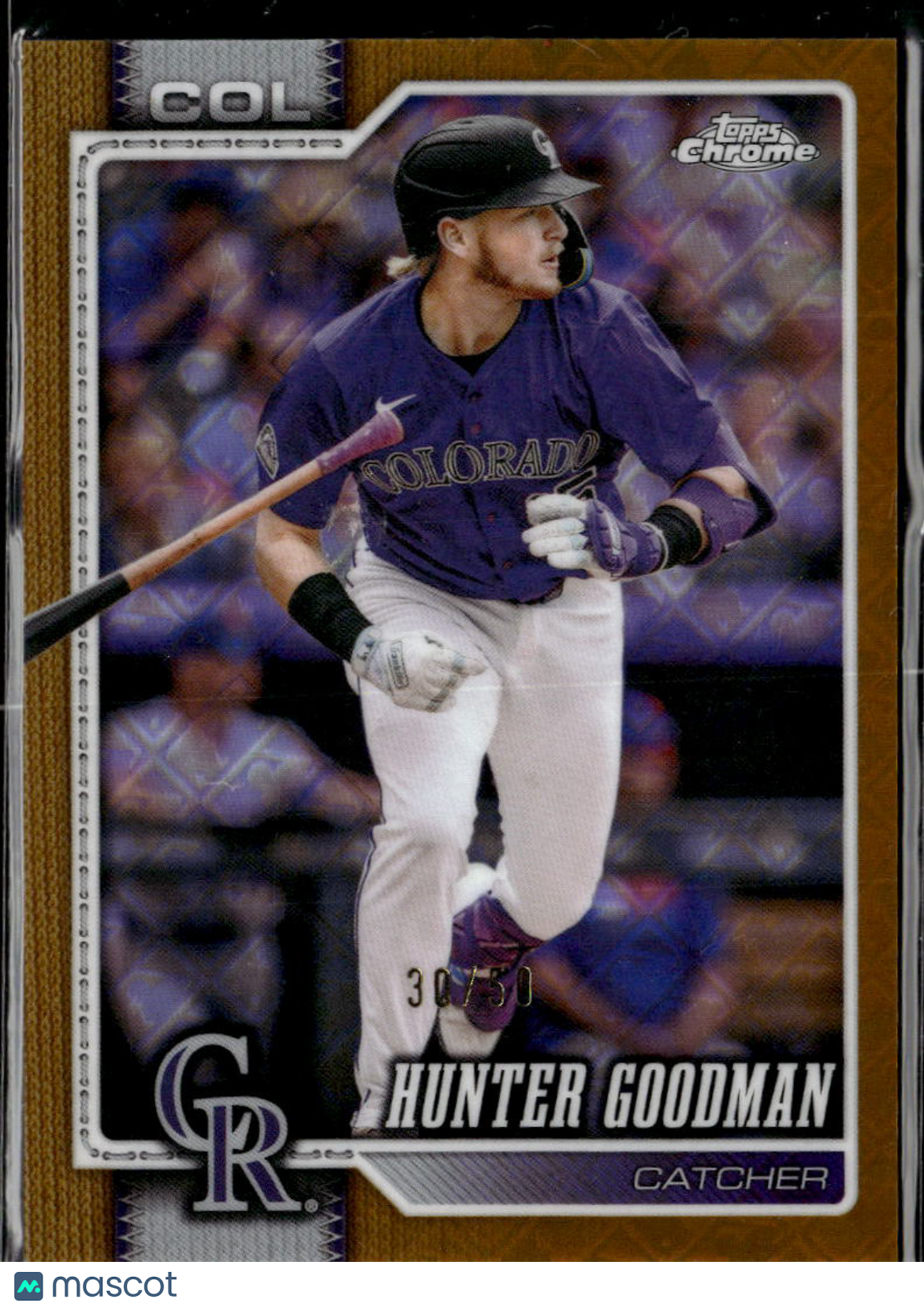 Hunter Goodman 2026 Topps Chrome GOLD Logofractor 30/50 Colorado Rockies