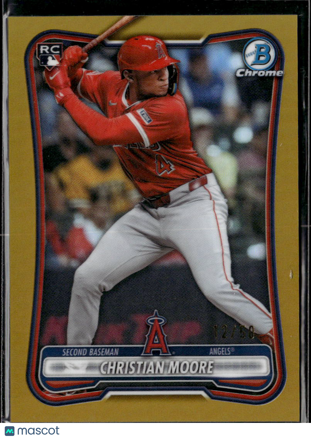Christian Moore 2026 Bowman Chrome GOLD Refractor 12/50 Los Angeles Angels