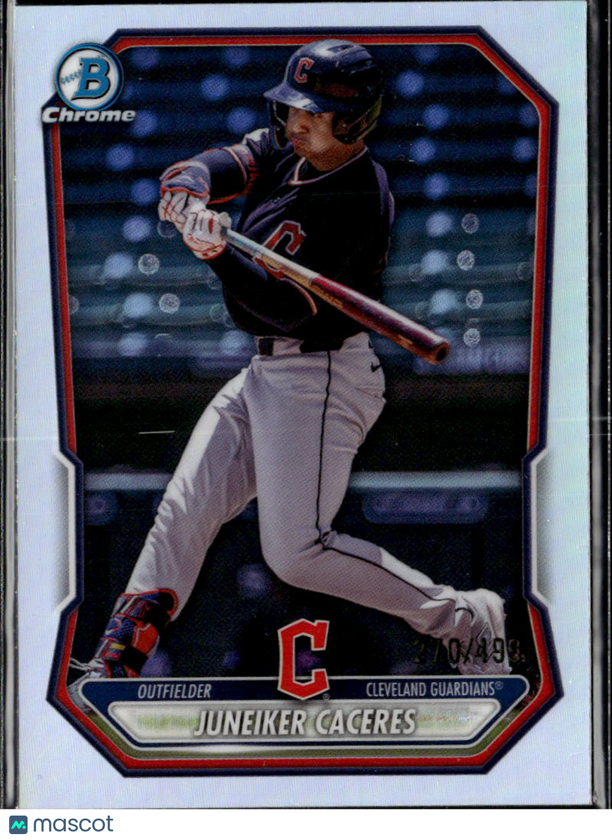 Juneiker Caceres 2026 Bowman Chrome Refractor 270/499 Cleveland Guardians