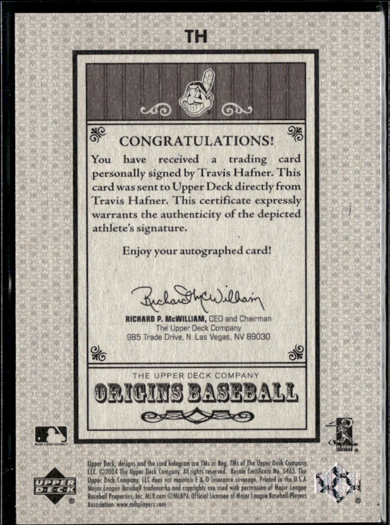 Travis Hafner 2004 Upper Deck Auto Autograph Cleveland Indians