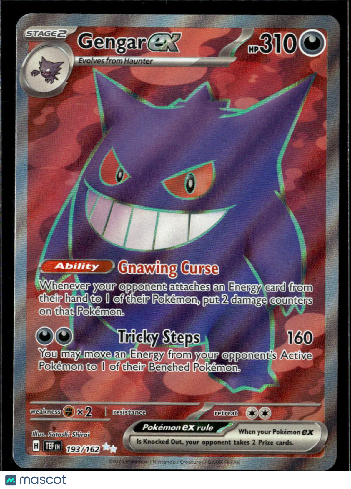 Gengar EX 2024 Temporal Forces Holo Secret Rare UR FA #193/162