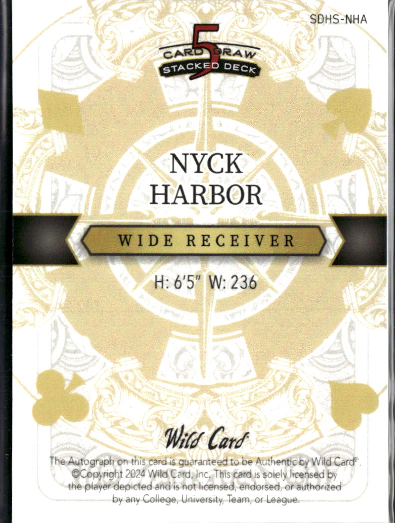Nyck Harbor 2024 Wild Card Auto Autograph RC South Carolina 2/3