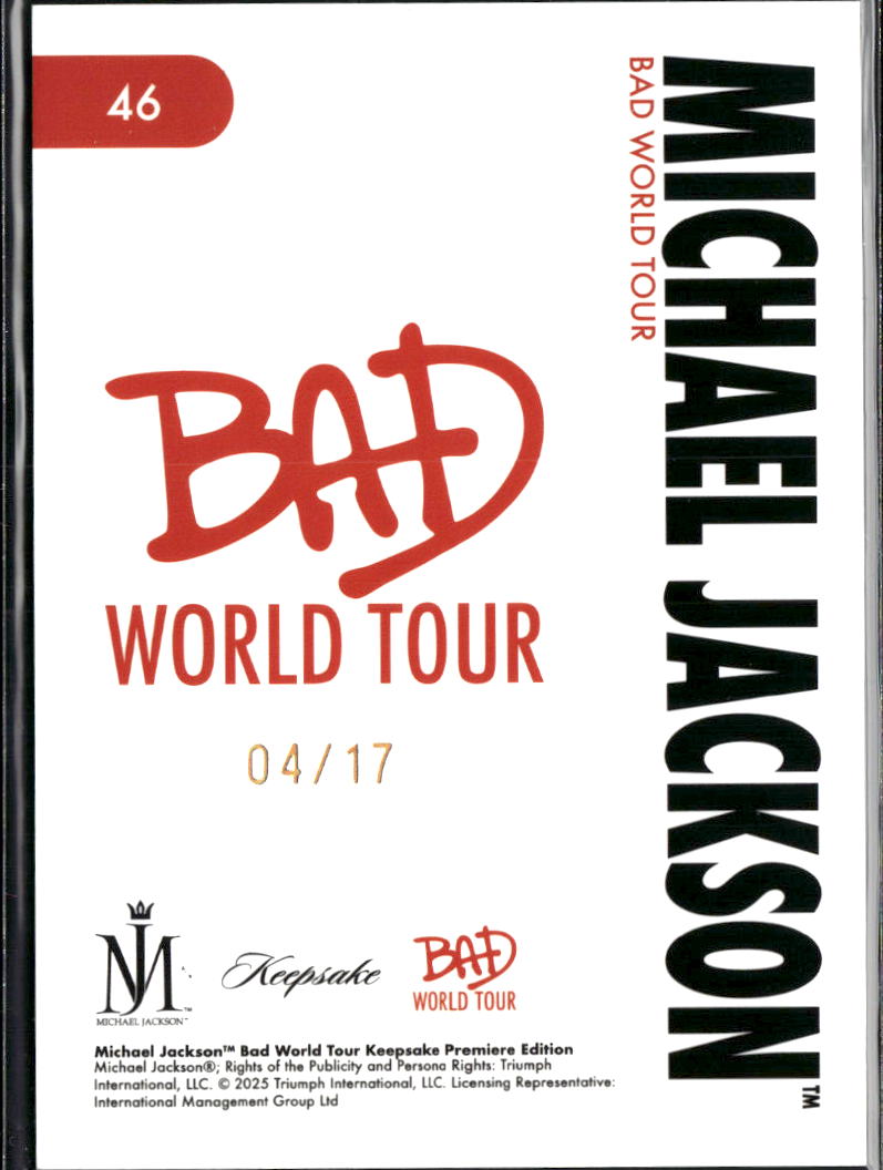 Michael Jackson 2025 Keepsake Bad World Tour 4/17 #46