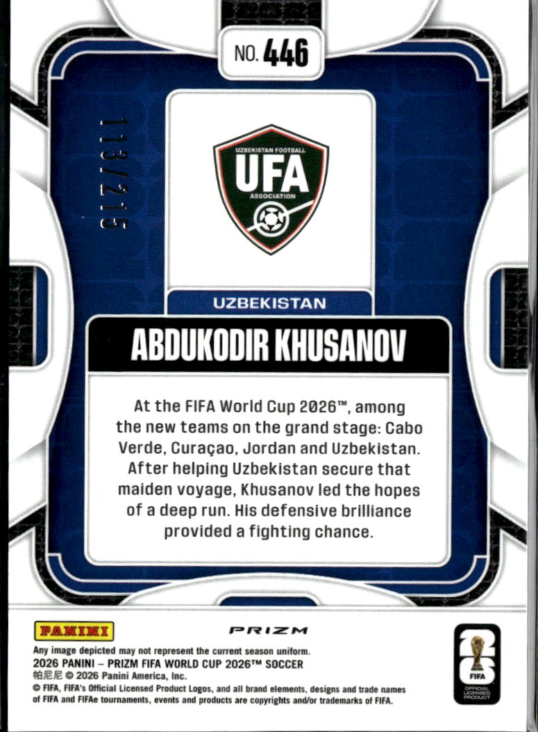 Abdukodir Khusanov 2026 Prizm FIFA World Cup Orange 113/215 Uzbekistan