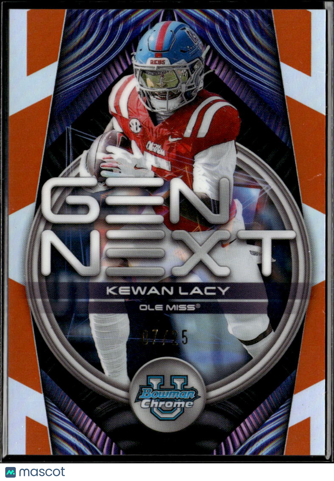 Kewan Lacy 2026 Bowman Chrome Gen Next Orange Refractor RC 7/25 Ole Miss Rebels