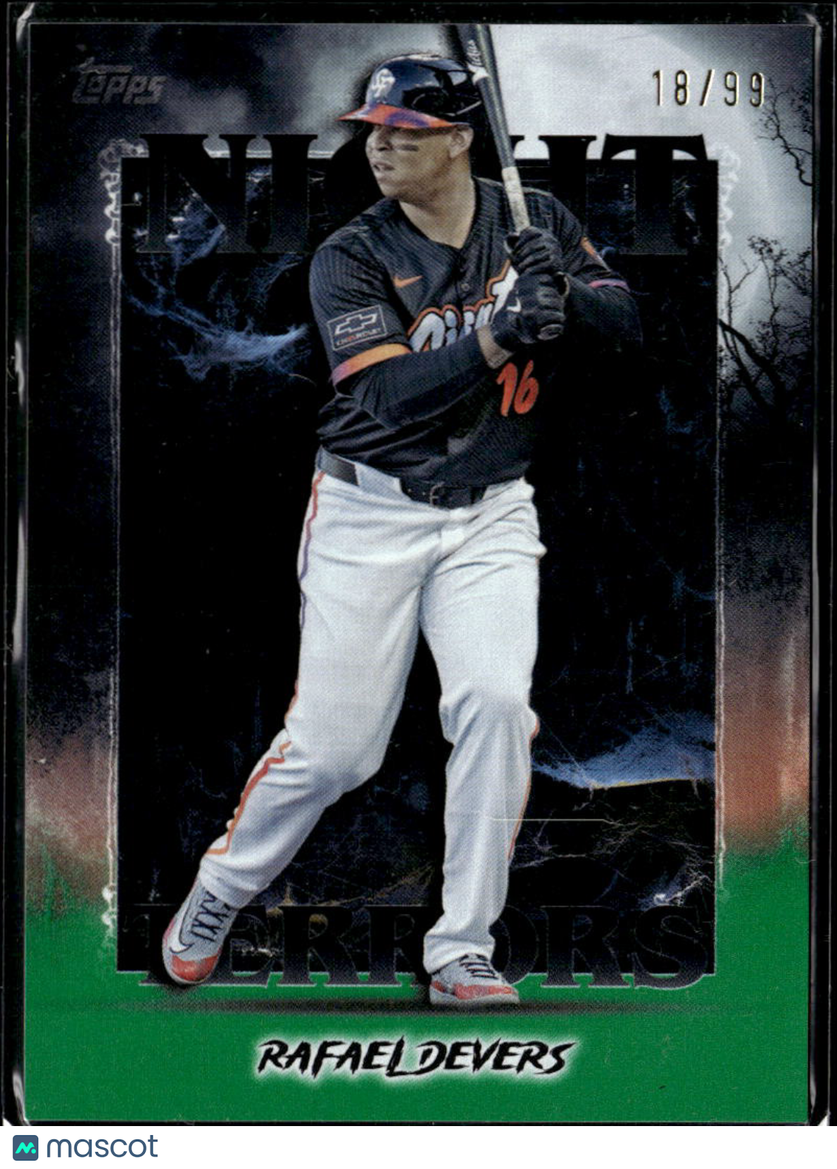Rafael Devers 2025 Topps Night Terrors Green 18/99 Giants Red Sox